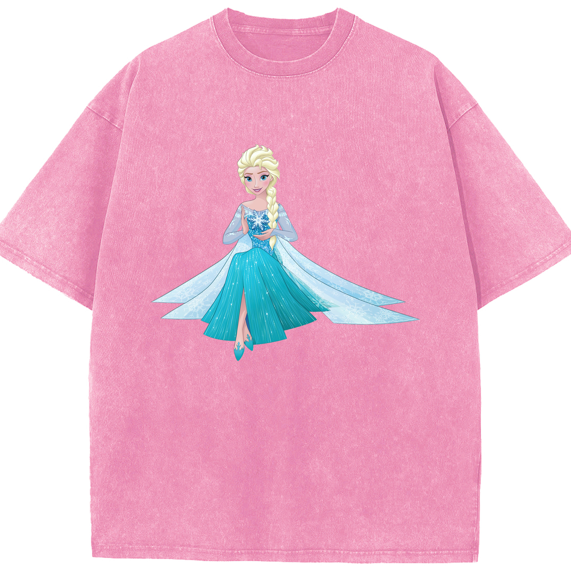 （画像用） アナと雪の女王 アンナ エルサ Frozen Anna Elsa 綿100% ヴィンテージ風 半袖Tシャツ（フロントプリント）